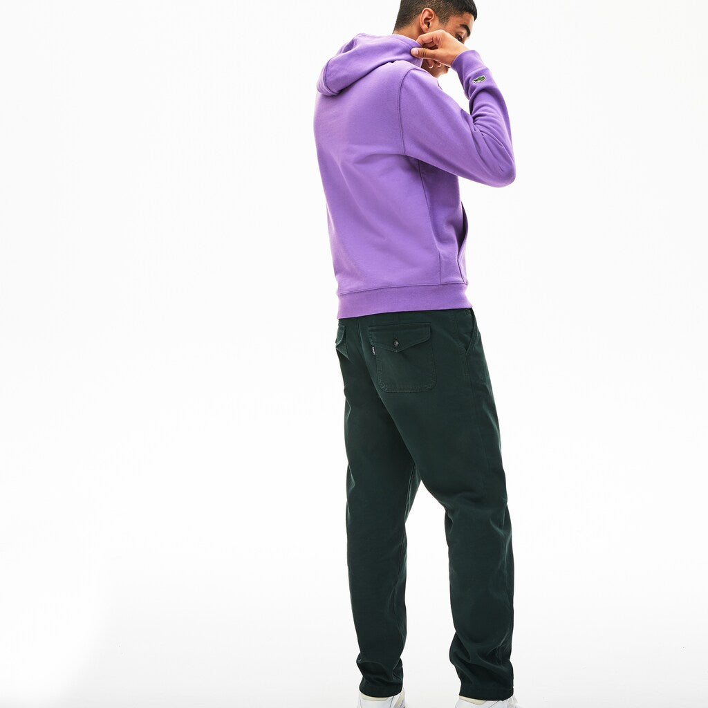 Mens   Hooded 3D-Lettering Cotton Blend Fleece Sweatshirt | Lacoste Purple • 5Cl