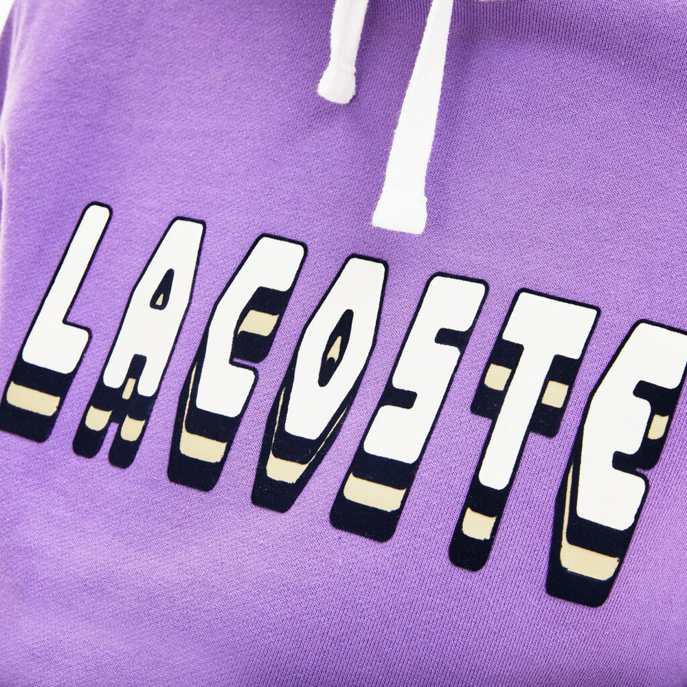 Mens   Hooded 3D-Lettering Cotton Blend Fleece Sweatshirt | Lacoste Purple • 5Cl