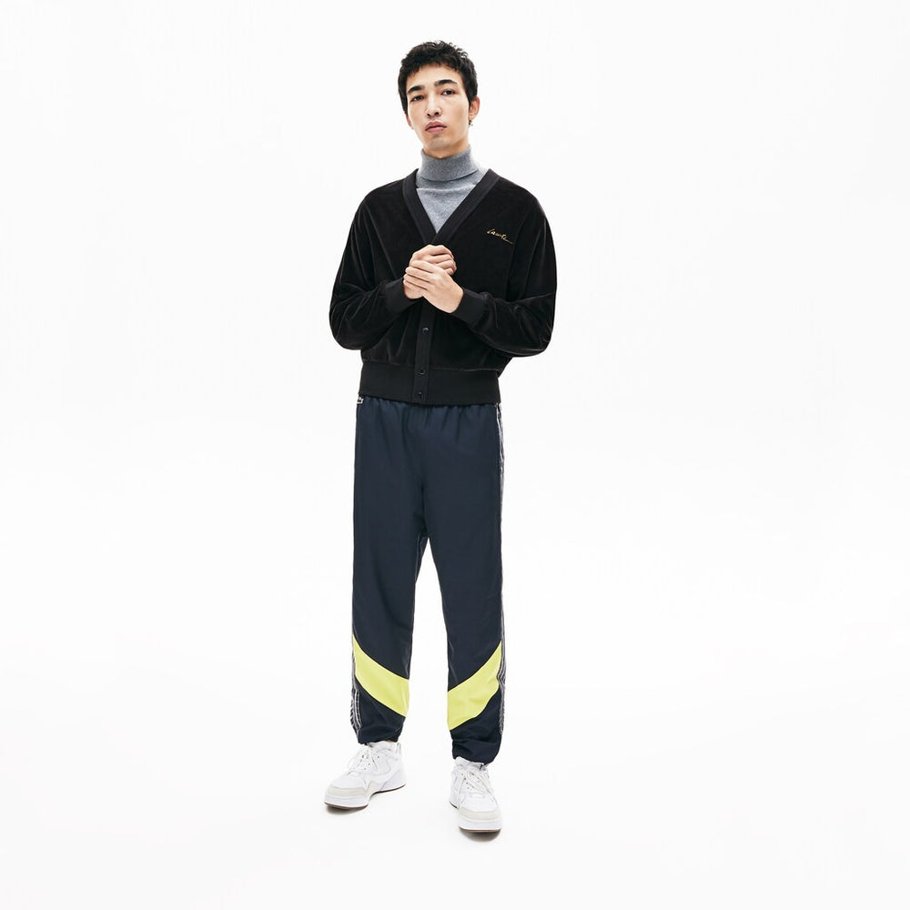 Mens   LIVE Signature Velour Cardigan | Lacoste Black • 031