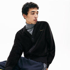 Mens   LIVE Signature Velour Cardigan | Lacoste Black • 031