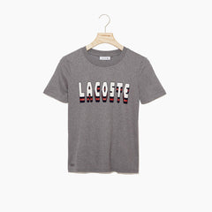Womens Wo  Crewneck 3D-Lettering Cotton T-Shirt | Lacoste Grey • Uwc