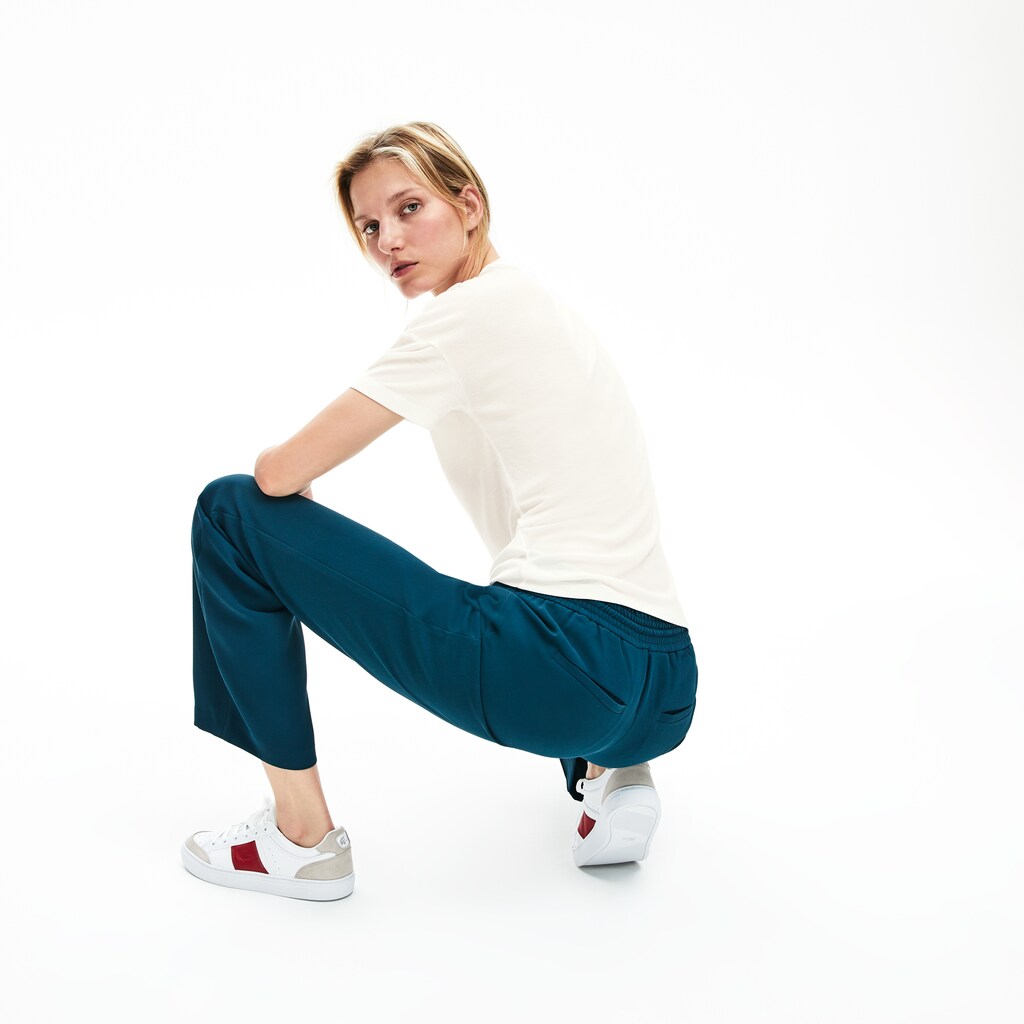 Womens Wo  Motion Lightweight Ribbed Lyocell T-Shirt | Lacoste White • 70V