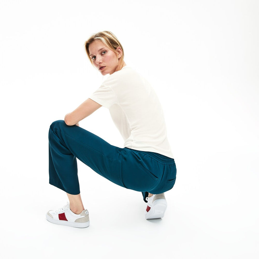 Womens Wo  Motion Lightweight Ribbed Lyocell T-Shirt | Lacoste White • 70V