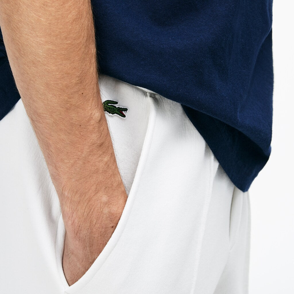 Mens Unisex LIVE Embroidered Fleece Urban Jogging Pants | Lacoste White / Black • 8Lp