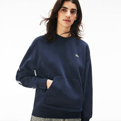 Mens Unisex LIVE Crew Neck Embroidered Fleece Sweatshirt | Lacoste Blue / White • Gzy