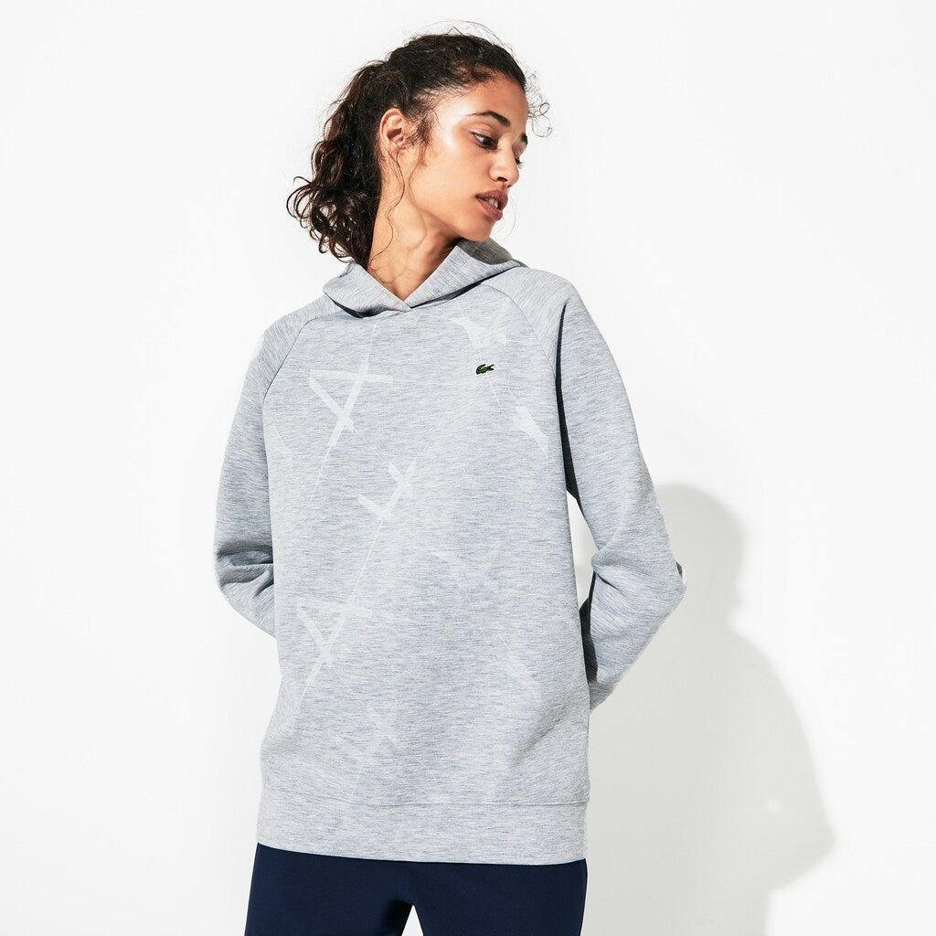 Womens Wo  SPORT Printed Fleece Tennis Sweatshirt | Lacoste Grey Chine • Cca