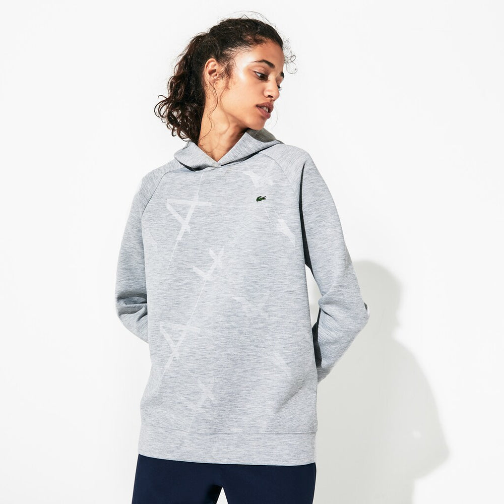 Womens Wo  SPORT Printed Fleece Tennis Sweatshirt | Lacoste Grey Chine • Cca