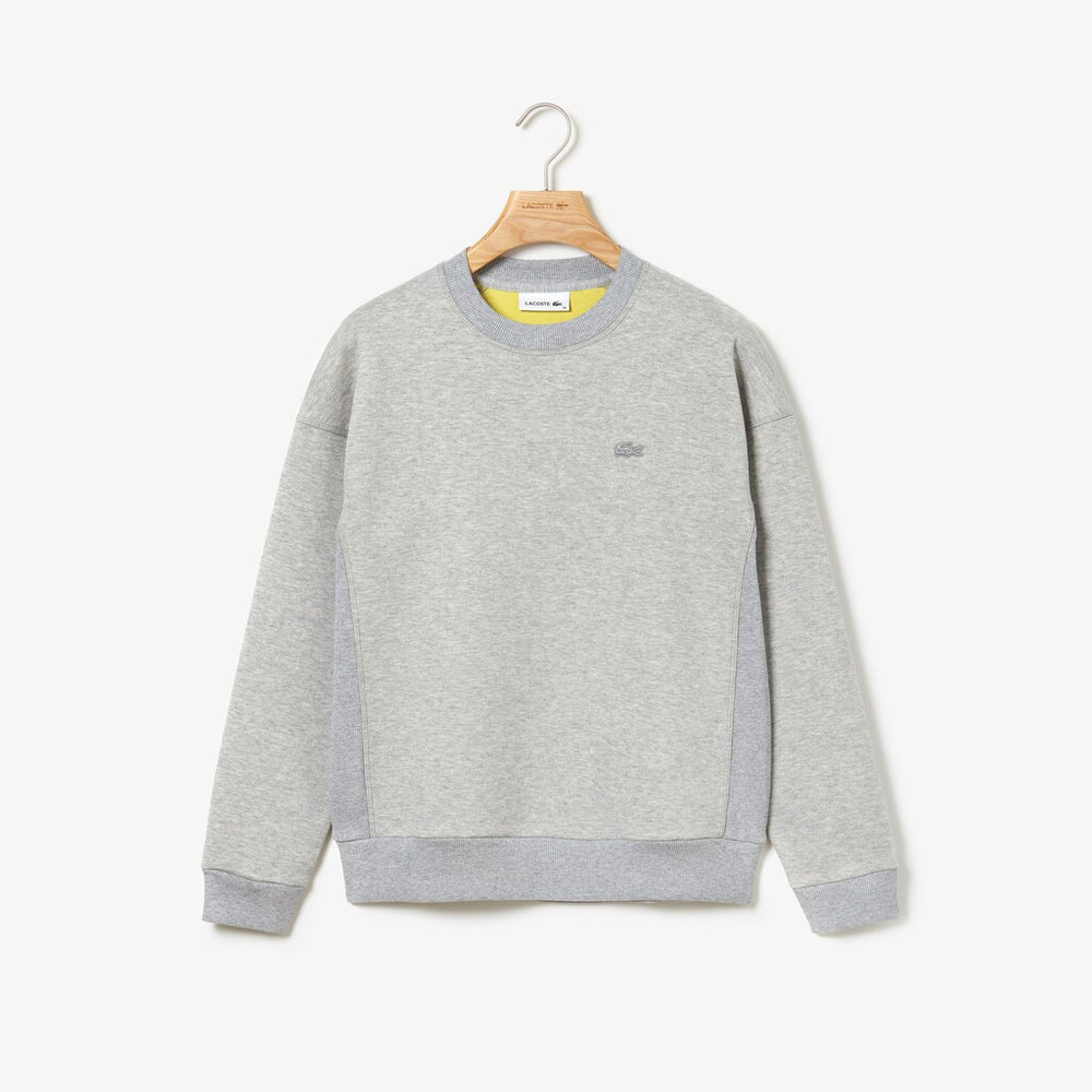 Womens Wo  Ribbed-Panel Two-Tone Sweatshirt | Lacoste Grey Chine • Cca