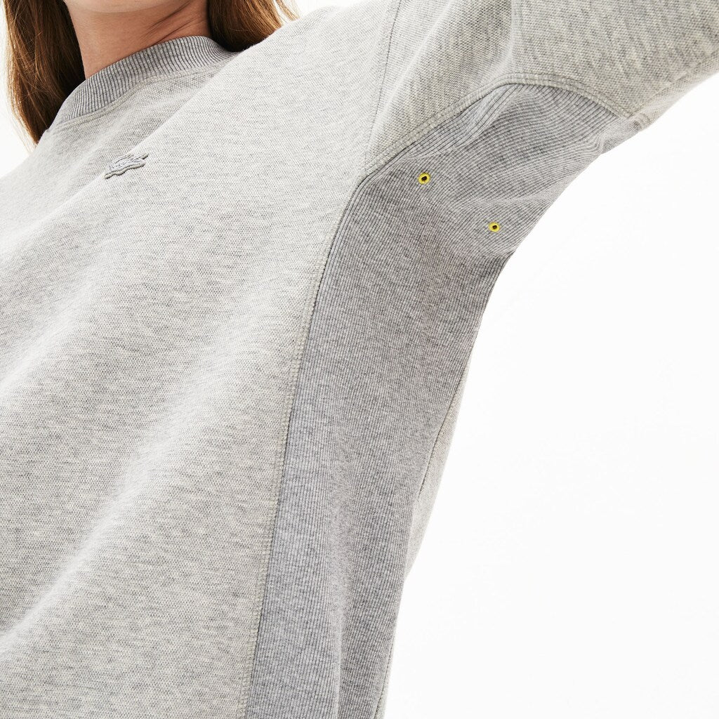 Womens Wo  Ribbed-Panel Two-Tone Sweatshirt | Lacoste Grey Chine • Cca