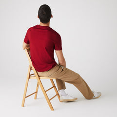 Mens   V-neck Pima Cotton T-shirt | Lacoste Bordeaux • Z1Q