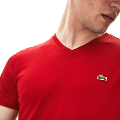 Mens   V-neck Pima Cotton T-shirt | Lacoste Bordeaux • Z1Q