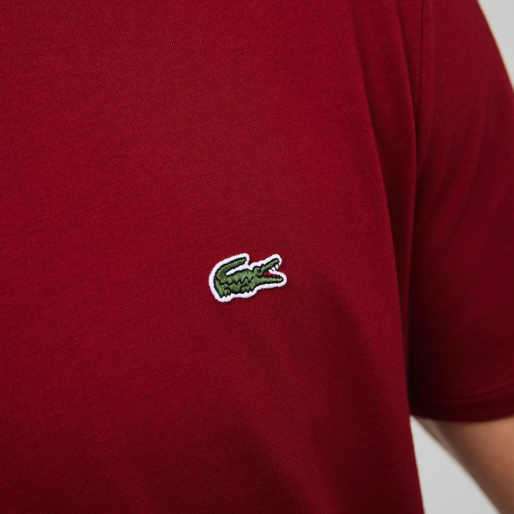 Mens   V-neck Pima Cotton T-shirt | Lacoste Bordeaux • Z1Q