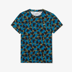 Mens   SPORT Camo Print Cotton Jersey T-Shirt | Lacoste Black / Blue / Khaki Green • 4Gt