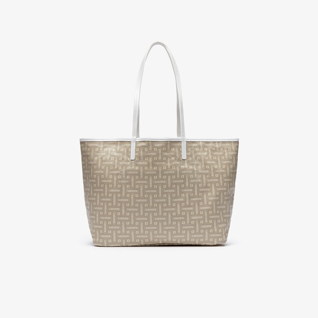 Womens Wo  Monogram Coated Cotton Canvas Tote Bag | Lacoste Lacoste Beige • C11