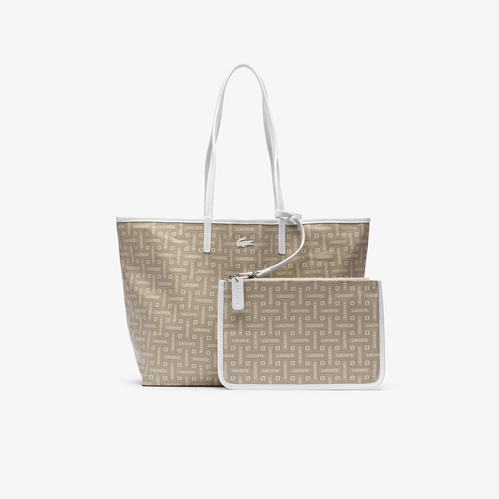 Womens Wo  Monogram Coated Cotton Canvas Tote Bag | Lacoste Lacoste Beige • C11