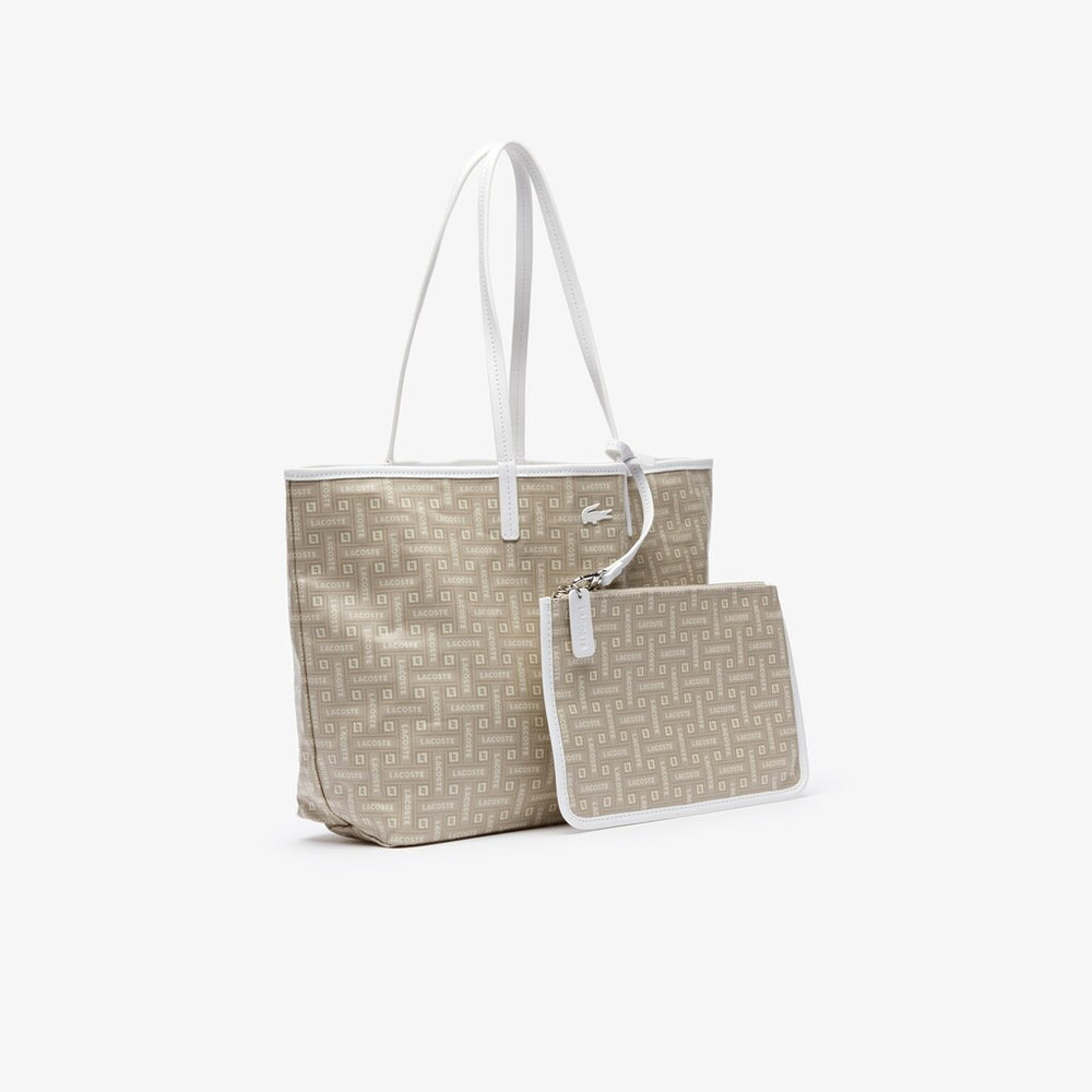 Womens Wo  Monogram Coated Cotton Canvas Tote Bag | Lacoste Lacoste Beige • C11