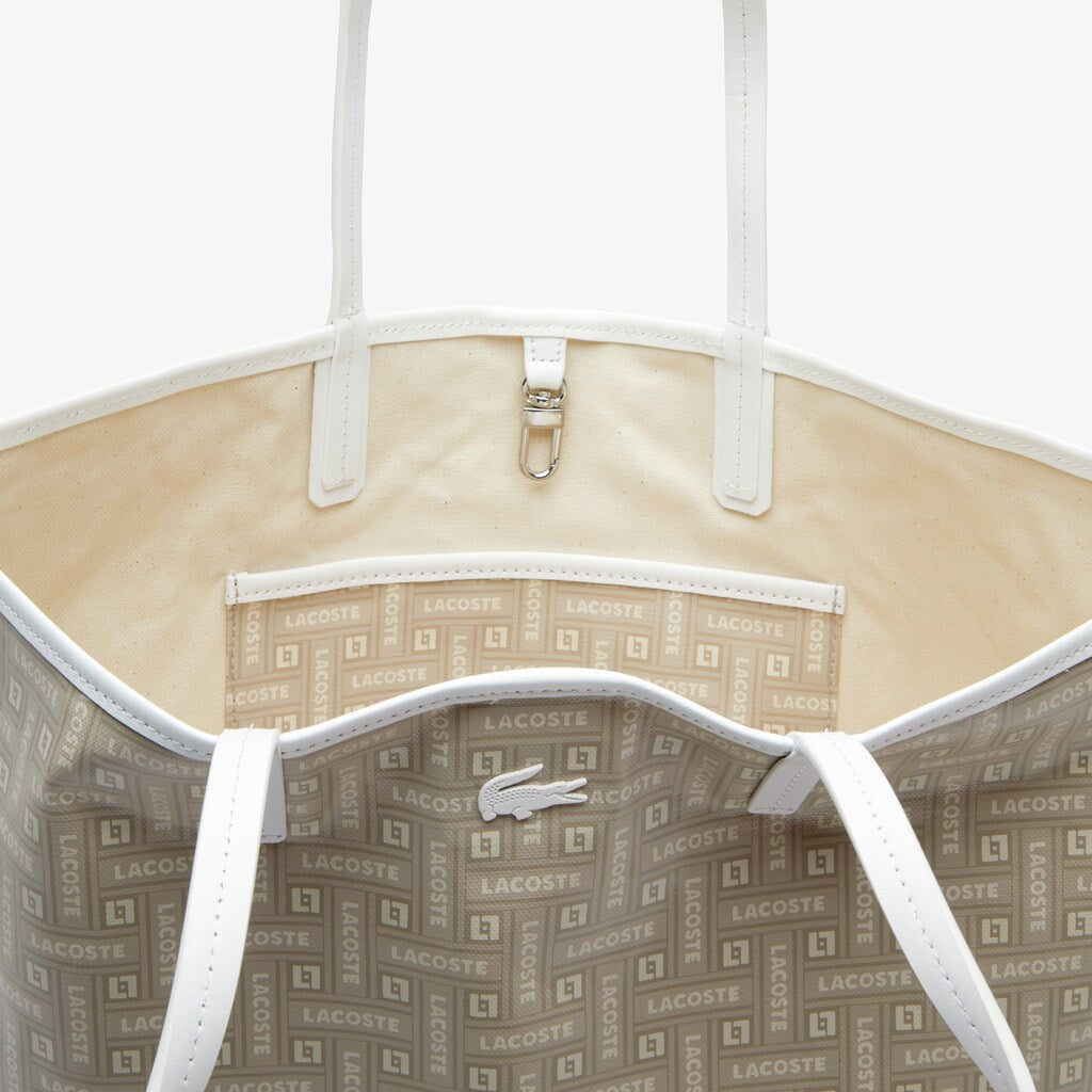 Womens Wo  Monogram Coated Cotton Canvas Tote Bag | Lacoste Lacoste Beige • C11