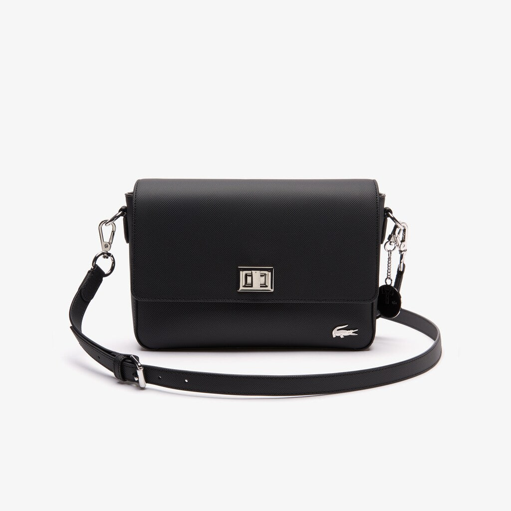 Womens Wo  Daily Classic Coated Canvas Shoulder Bag | Lacoste Black • 000
