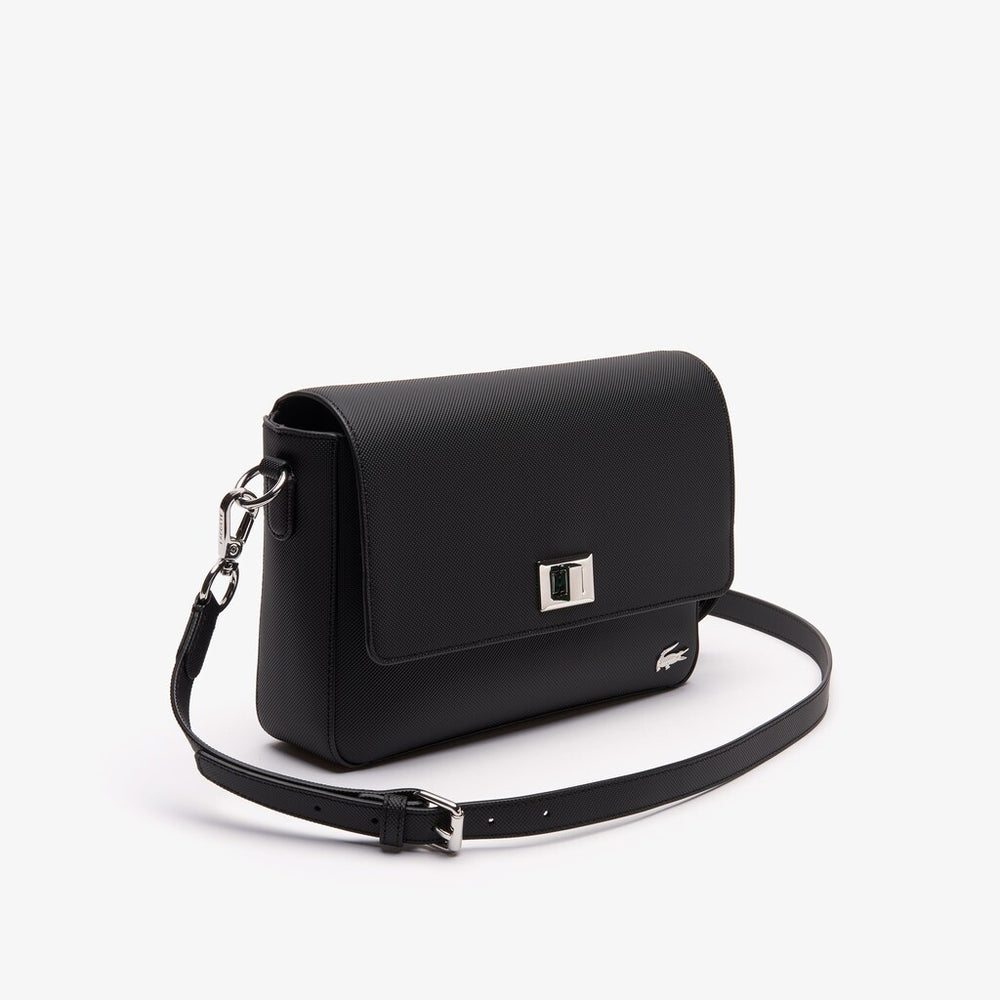 Womens Wo  Daily Classic Coated Canvas Shoulder Bag | Lacoste Black • 000