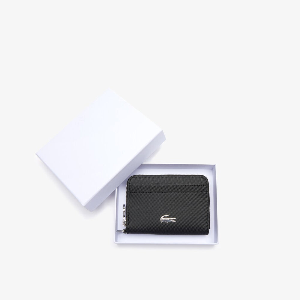 Womens Wo  Daily Classic Small Coated Canvas Wallet | Lacoste Black • 000