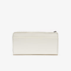 Womens Wo  Daily Classic Coated Canvas 10 Card Zip Wallet | Lacoste Marshmallow • A56