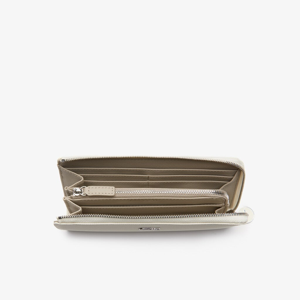 Womens Wo  Daily Classic Coated Canvas 10 Card Zip Wallet | Lacoste Marshmallow • A56