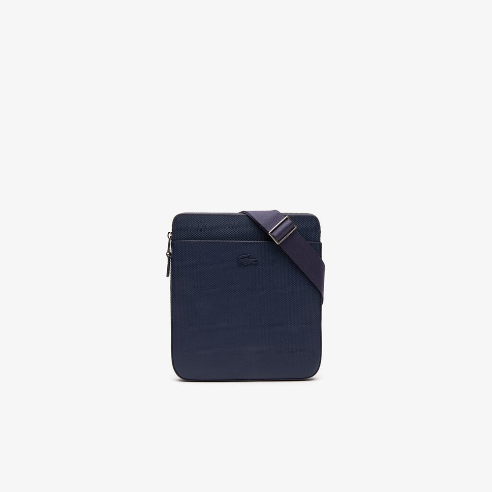 Mens   Chantaco Matte Leather Flat Zip Bag | Lacoste Peacoat • 021