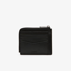 Mens   Chantaco Matte Piqué Leather Zip 4 Card Holder | Lacoste Black • 000