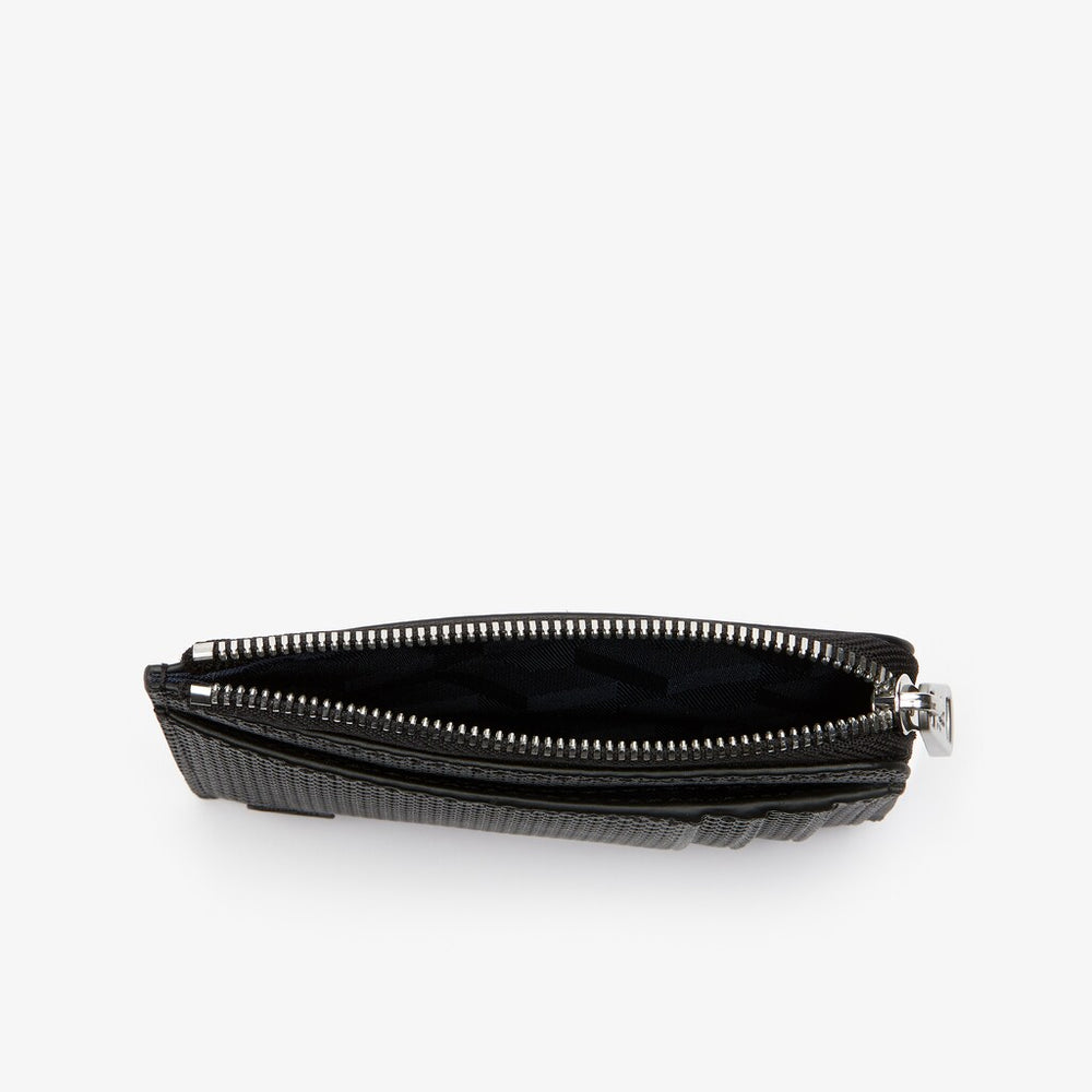 Mens   Chantaco Matte Piqué Leather Zip 4 Card Holder | Lacoste Black • 000