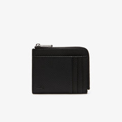 Mens   Chantaco Matte Piqué Leather Zip 4 Card Holder | Lacoste Black • 000