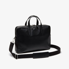 Mens   L.12.12 Detachable Shoulder Strap Leather Computer Bag | Lacoste Black • 000