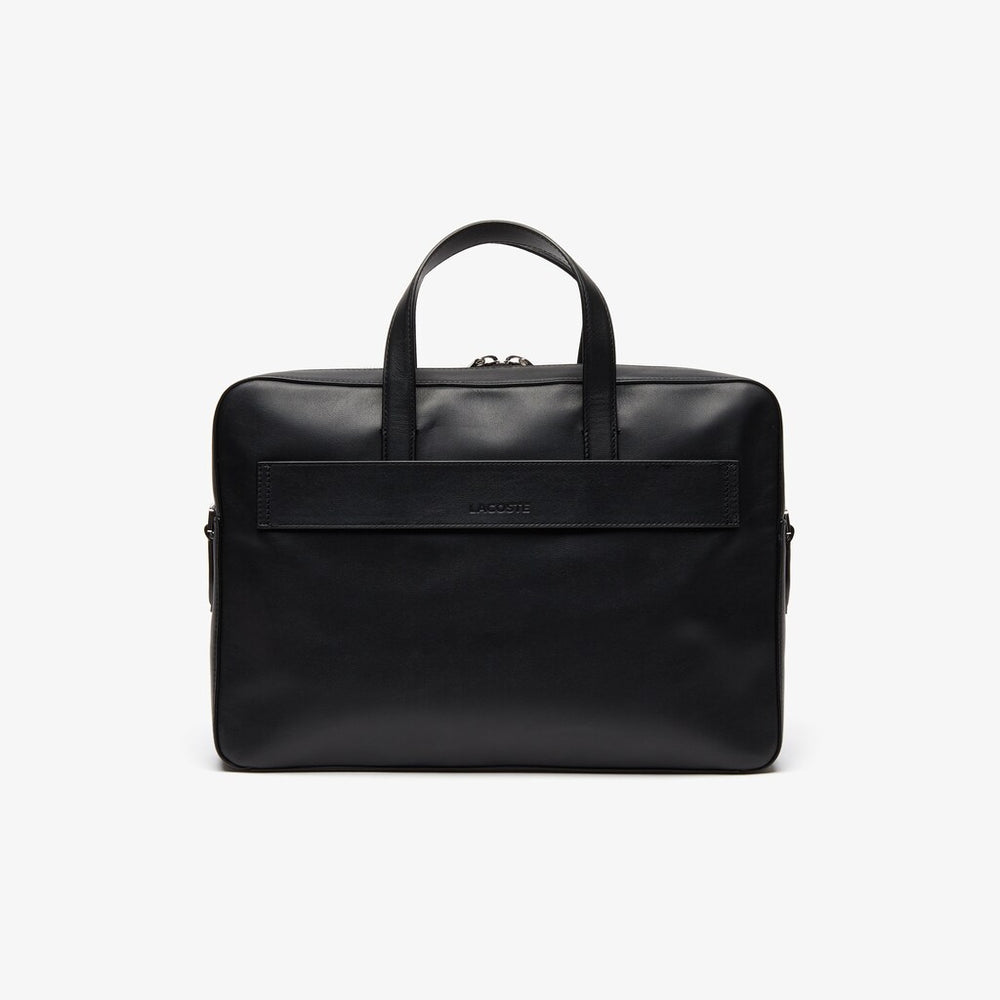 Mens   L.12.12 Detachable Shoulder Strap Leather Computer Bag | Lacoste Black • 000