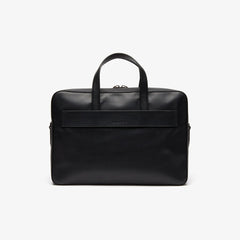 Mens   L.12.12 Detachable Shoulder Strap Leather Computer Bag | Lacoste Black • 000