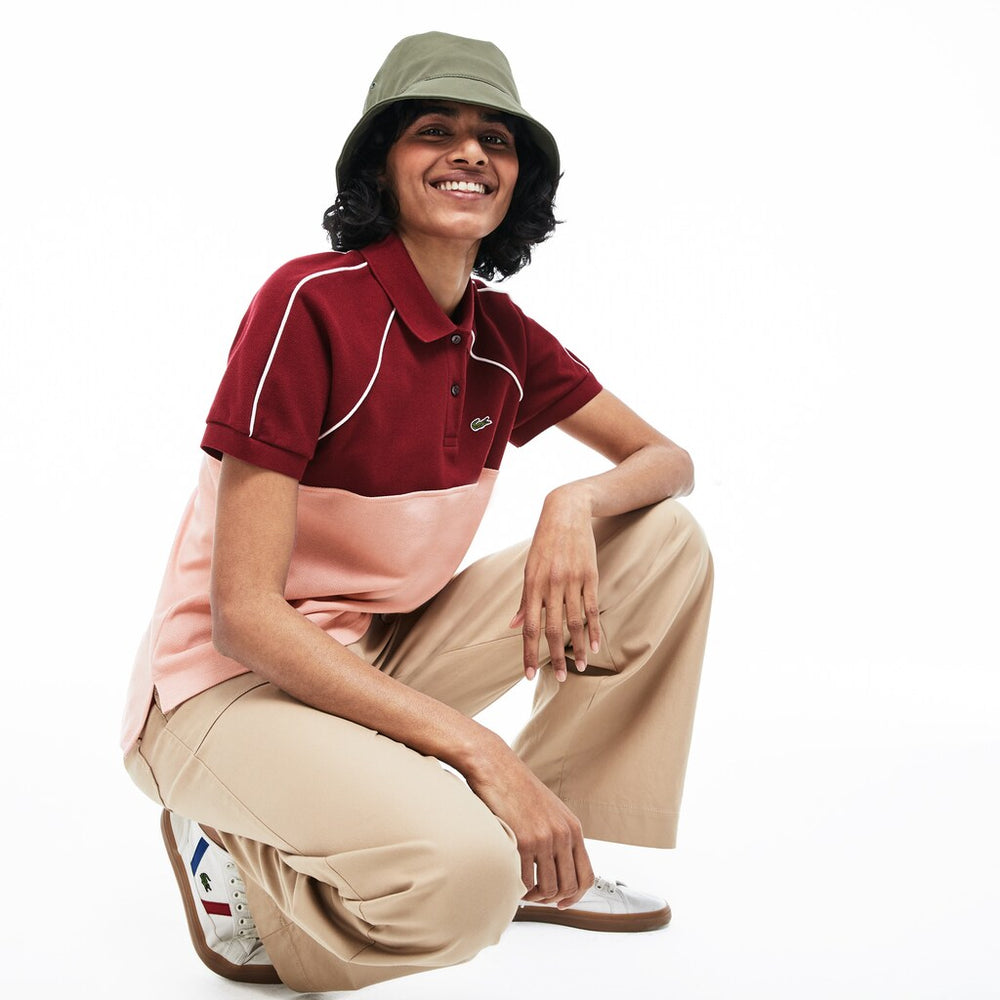 Womens Wo  Slim Fit Petit Piqué Polo Shirt | Lacoste Bordeaux / Light Pink / White • 86B