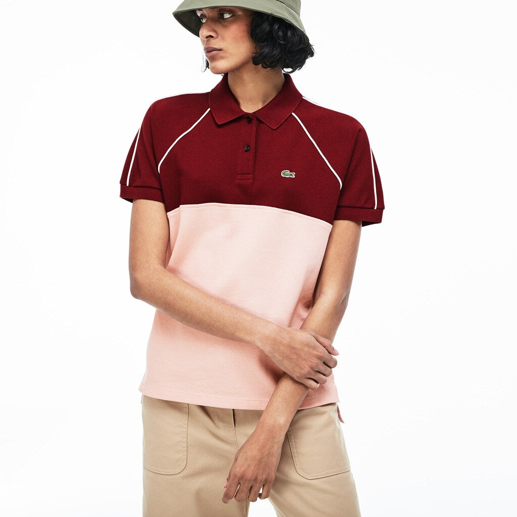 Womens Wo  Slim Fit Petit Piqué Polo Shirt | Lacoste Bordeaux / Light Pink / White • 86B
