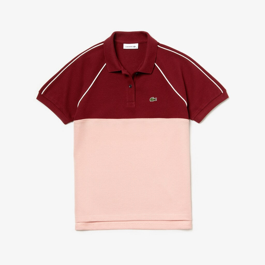 Womens Wo  Slim Fit Petit Piqué Polo Shirt | Lacoste Bordeaux / Light Pink / White • 86B