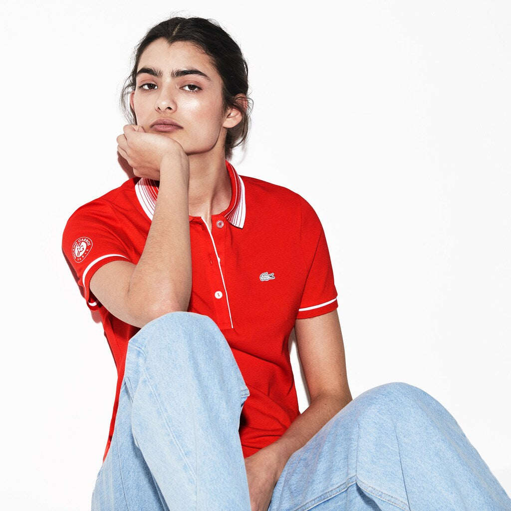 Womens Wo  SPORT Roland-Garros Edition Polo | Lacoste Red / White • Jg6