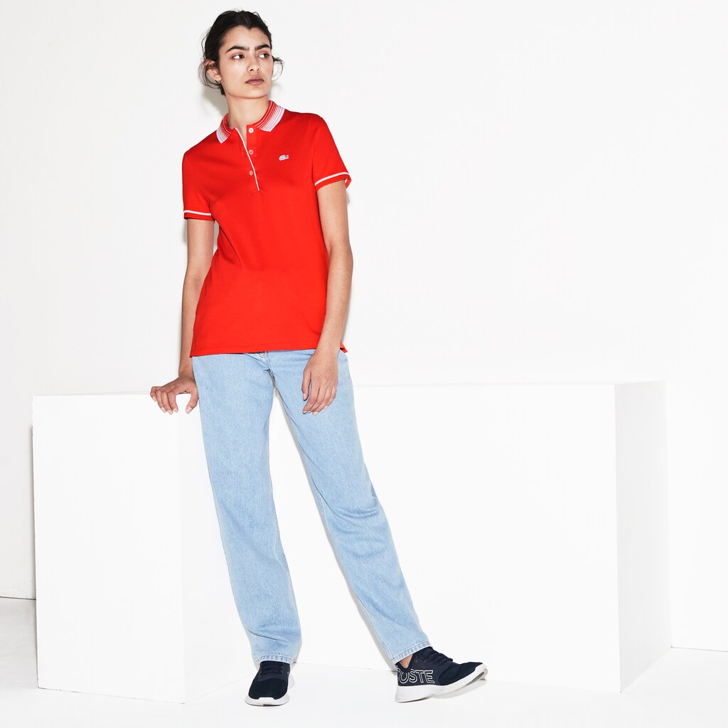 Womens Wo  SPORT Roland-Garros Edition Polo | Lacoste Red / White • Jg6