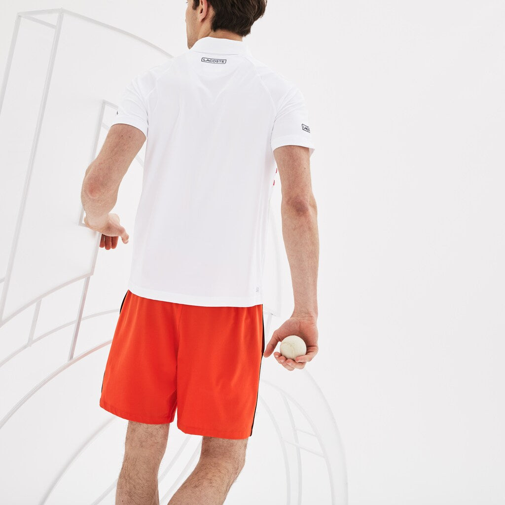Mens   SPORT Novak Djokovic Collection Tech Jersey Polo | Lacoste White / Red • Urk