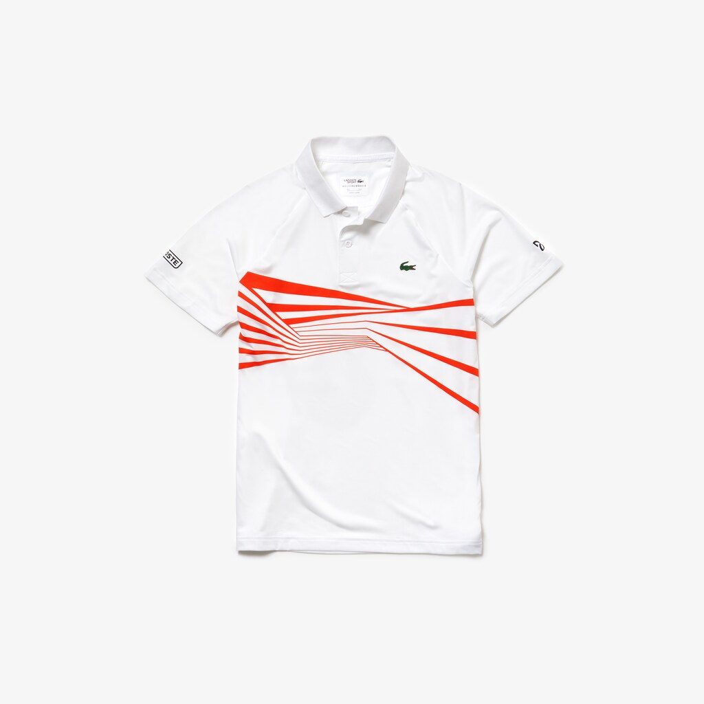 Mens   SPORT Novak Djokovic Collection Tech Jersey Polo | Lacoste White / Red • Urk