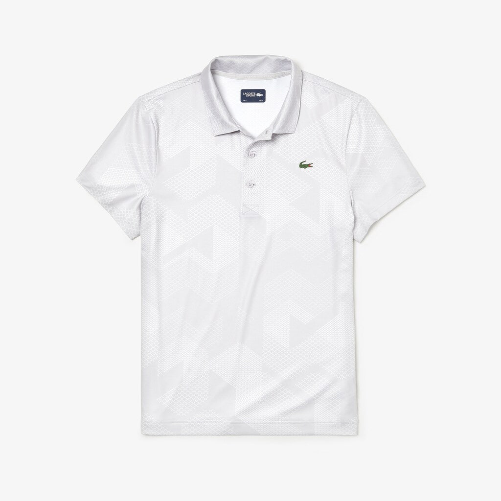 Mens   SPORT Technical Stretch Jersey Golf Polo | Lacoste Light Grey / White • A2K