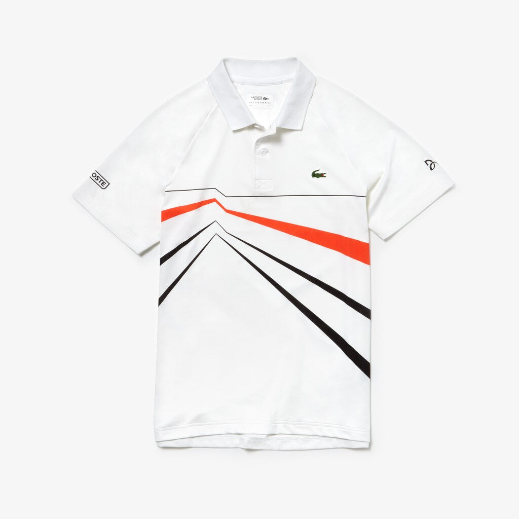 Mens   SPORT Novak Djokovic Stretch Polo | Lacoste White / Black / Red • 9Uz