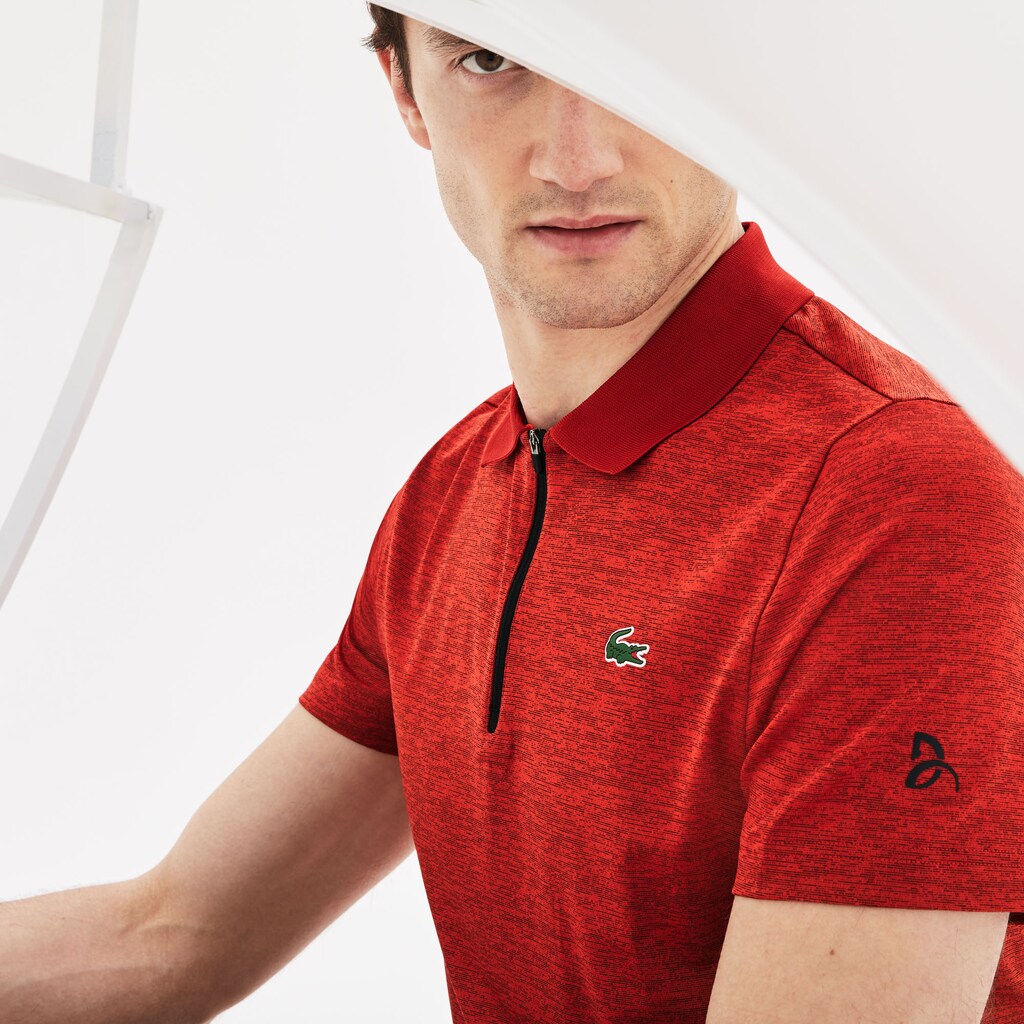 Mens   SPORT Novak Djokovic Collection Tech Jersey Polo | Lacoste Red / Black • 9Uv
