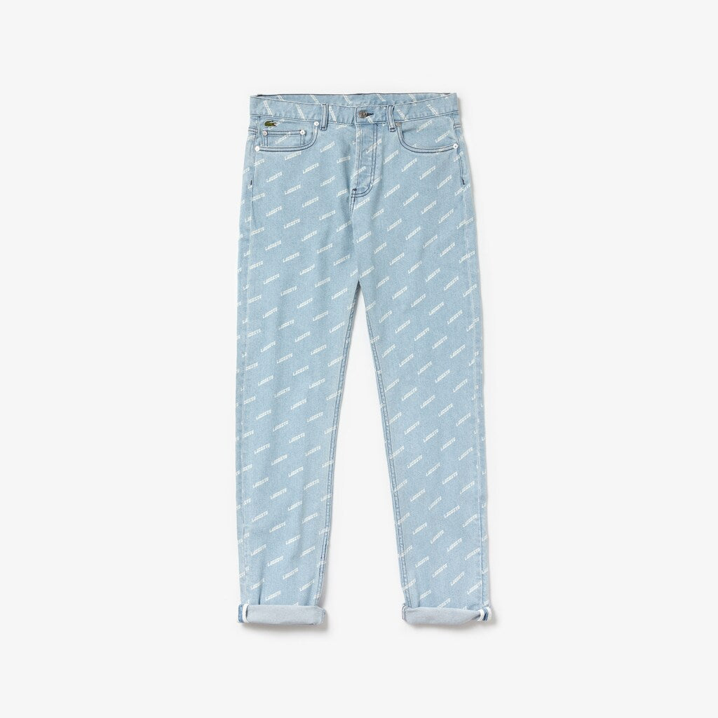 Mens   LIVE Printed Logo Jeans | Lacoste Blue / White • Sqp