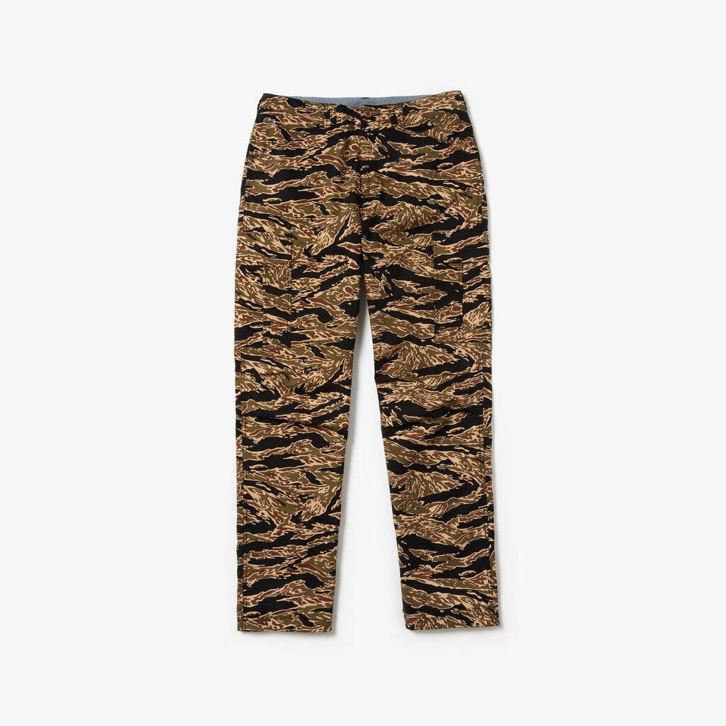 Mens   LIVE Camouflage Cargo Pants | Lacoste Black / White • Kbr