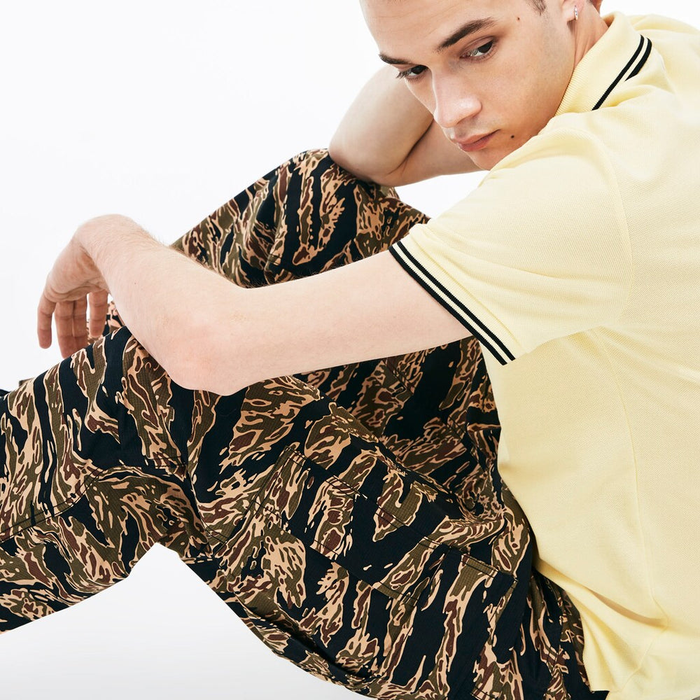Mens   LIVE Camouflage Cargo Pants | Lacoste Black / White • Kbr