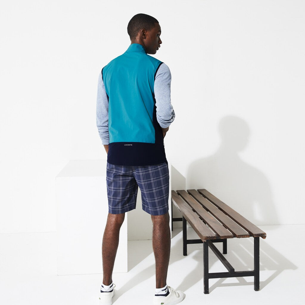 Mens    SPORT Colorblock Technical Taffeta Golf Quilted Vest | Lacoste Blue / Navy Blue • A4Y
