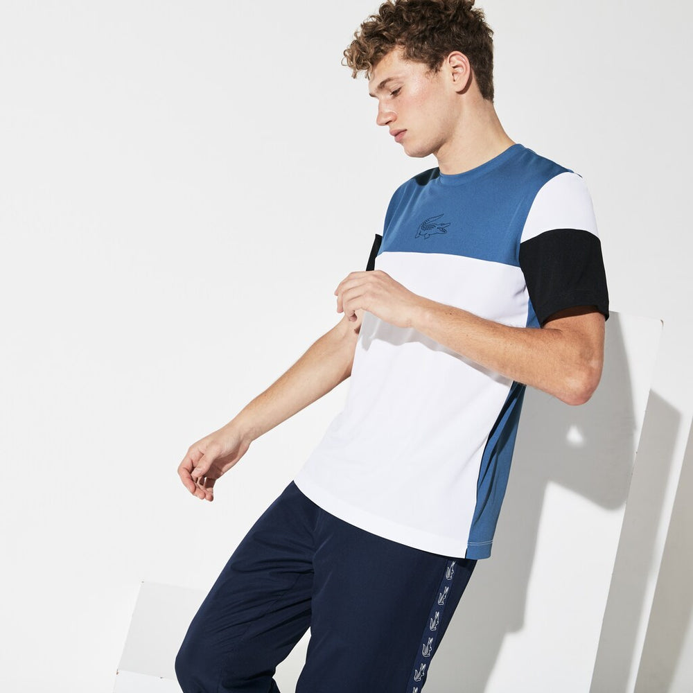 Mens   SPORT Technnical Piqué T-shirt | Lacoste Blue / White / Black • 6U4