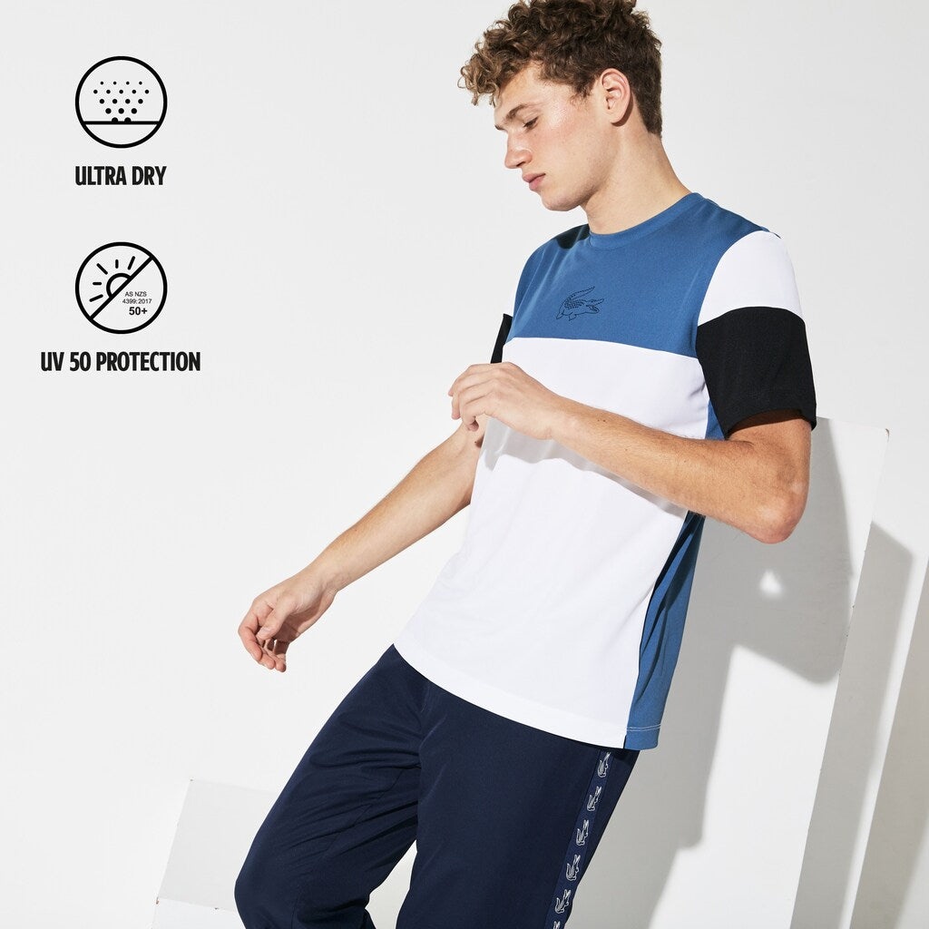 Mens   SPORT Technnical Piqué T-shirt | Lacoste Blue / White / Black • 6U4