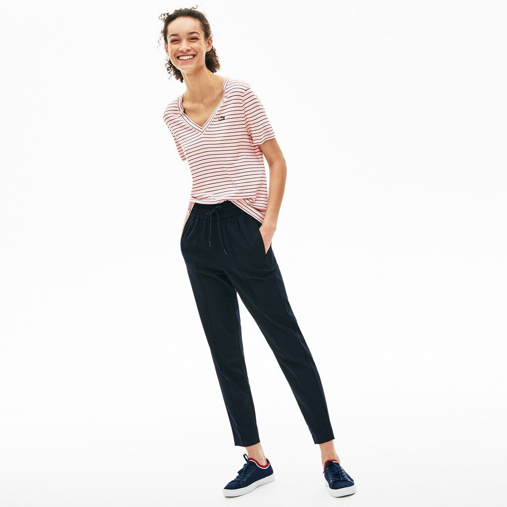 Womens Wo  V-neck Jersey T-shirt | Lacoste Light Pink / Navy Blue • 7Lq